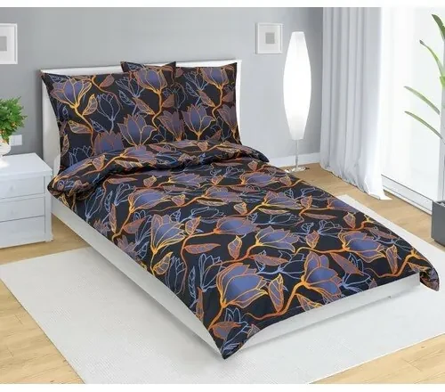 Bellatex Bavlnené obliečky Kvet tm. modrá, 140 x 200 cm, 70 x 90 cm