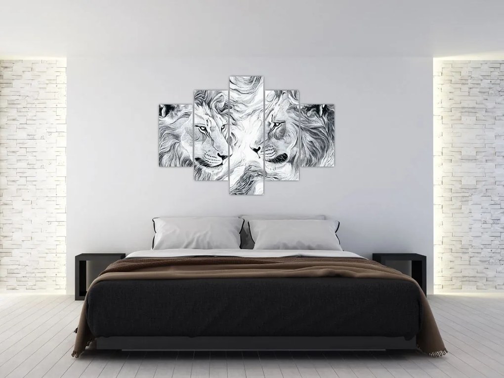 Obraz - Kreslené levie hlavy (150x105 cm)