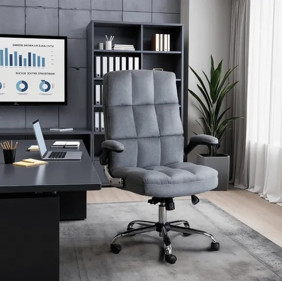 Vintino kancelárska otočná stolička JACOB s chrómovými nohami sivá