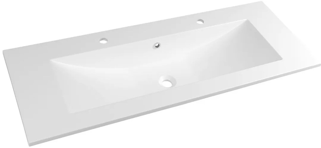 Sapho Sapho, YUKON umývadlo 120x45cm, 2 otvory pre batériu, liaty mramor, biela, YU122