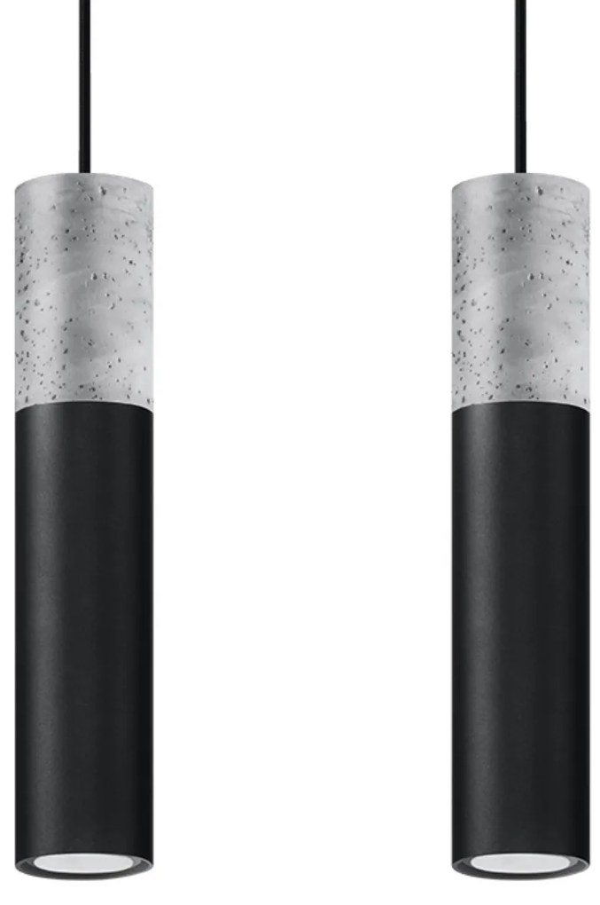 Závesné svietidlo Borgio, 2x betónové/čierne kovové tienidlo