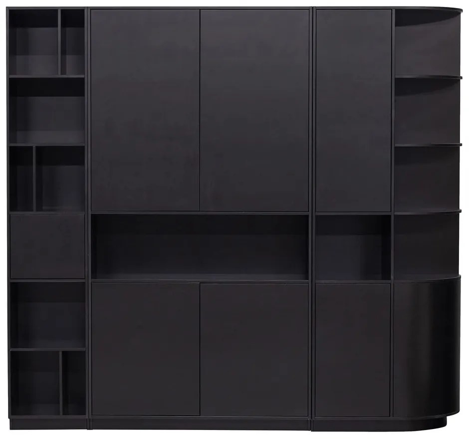 Čierna modulárna knižnica z borovicového dreva 228x210 cm Finca – WOOOD