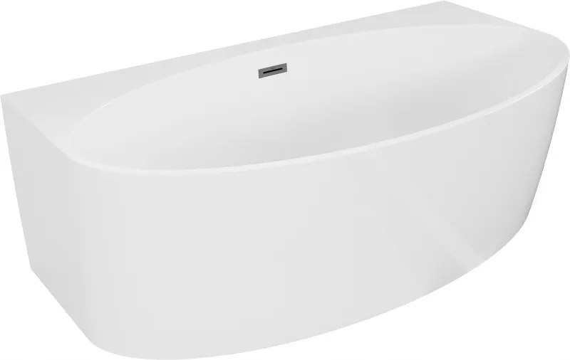 Mexen Bruna pri stene vaňa 150x82cm, biela lesklá, Gun Gray prepad