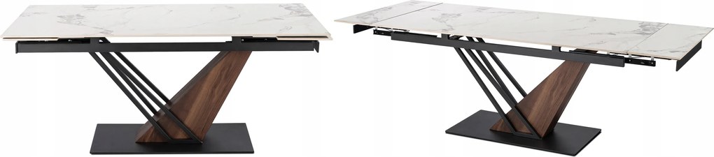 Rozkladací keramický stôl REX  180-240 cm biely mramor/orech