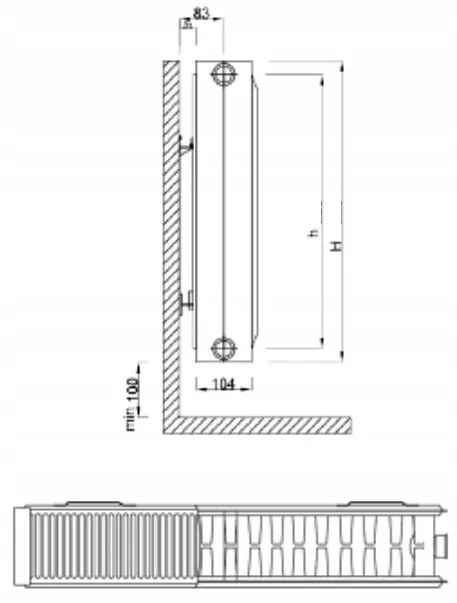 Invena Prov K22, panelový radiátor 550x700 mm s príslušenstvom 1179W a bočným pripojením, biela, INV-UG-91-557-A