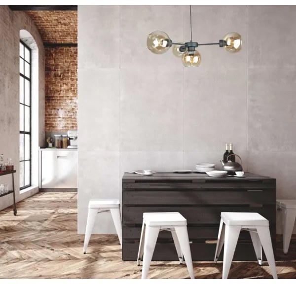 Luster na lanku KALIOPE 4xE27/60W/230V čierna/dymová béžová