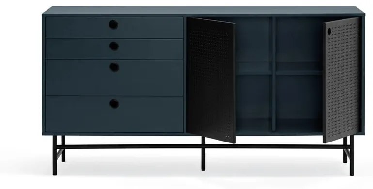 Čierno-modrá komoda Teulat Punto, šírka 150 cm
