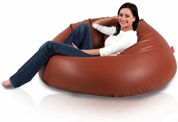 INTERMEDIC SK - Sedací vak MAXI 140x70 cm | extra veľký vak na sedenie a ležanie, 570 l Farba: E12 - Hnedá svetlá (Ekokoža)