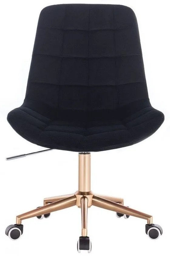 LuxuryForm DESIGN Stolička PARIS VELUR na zlatej podstave s kolieskami - čierna