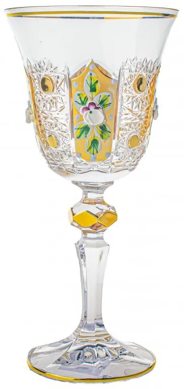 Zlatá broušená sklenice na víno, Royal Crystal, 170 ml, 2 ks
