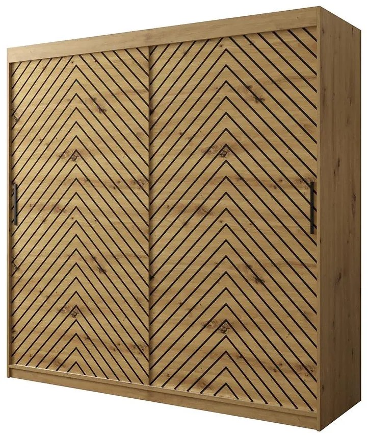 Skriňa Jodełka 1 200 dub Artisan/dub Artisan/čierna