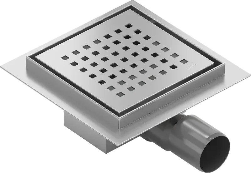 Mexen Flat-Q M08 štvorcová podlahová vpust 15 x 15 cm, brúsená oceľ - 1010515