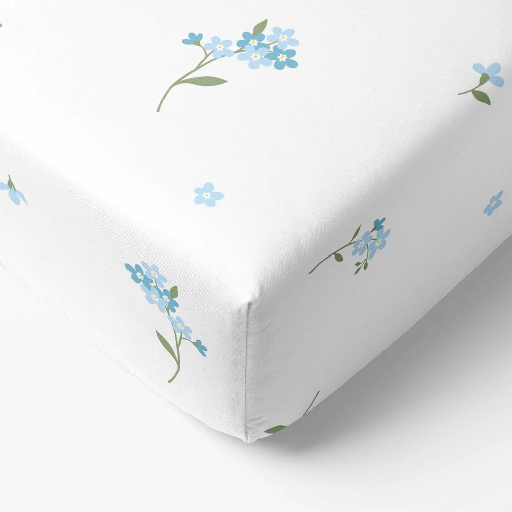 Goldea bavlnená napínacia plachta - nezábudky 90 x 200 cm