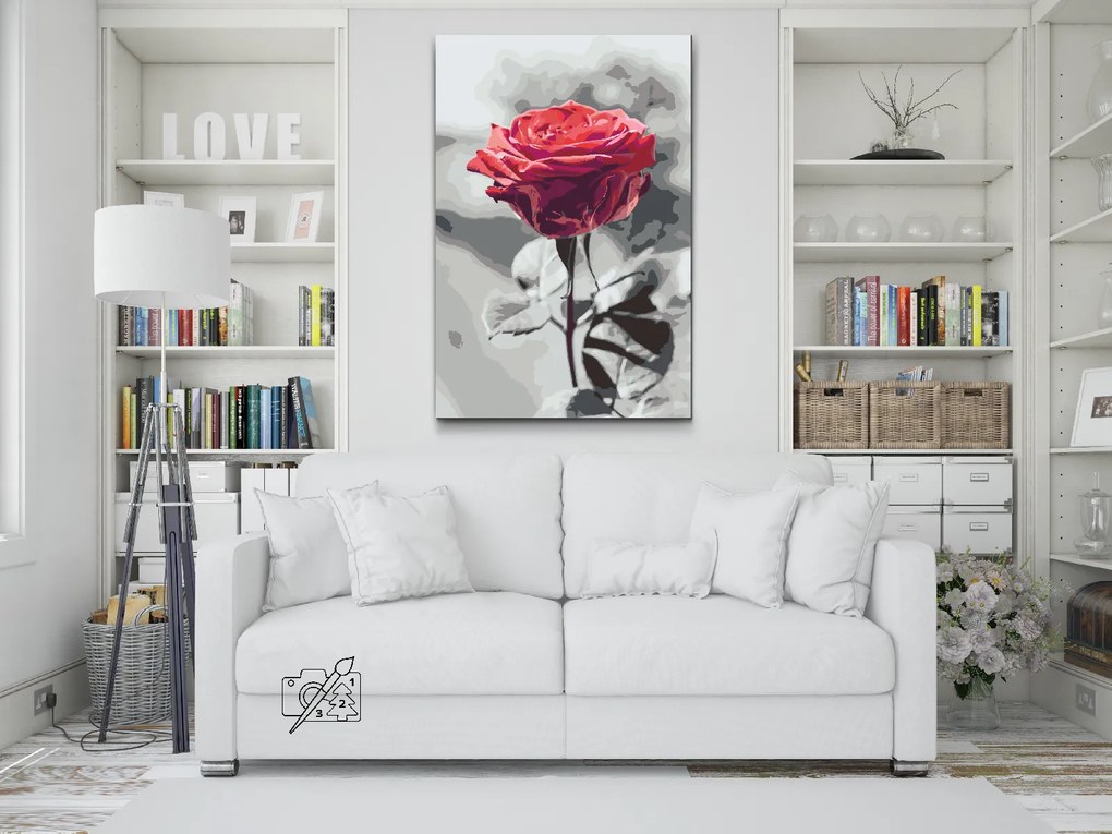 Gario Maľovanie podľa čísel Rozkvitnutá ruža Rozmery: 60 x 80 cm, Rámovanie: S vnútorným rámom