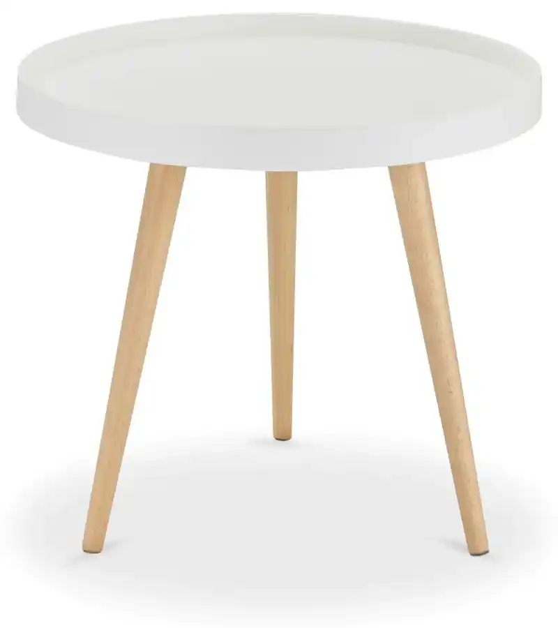 Biely odkladací stolík s nohami z bukového dreva Furnhouse Opus, Ø 50 cm |  BIANO