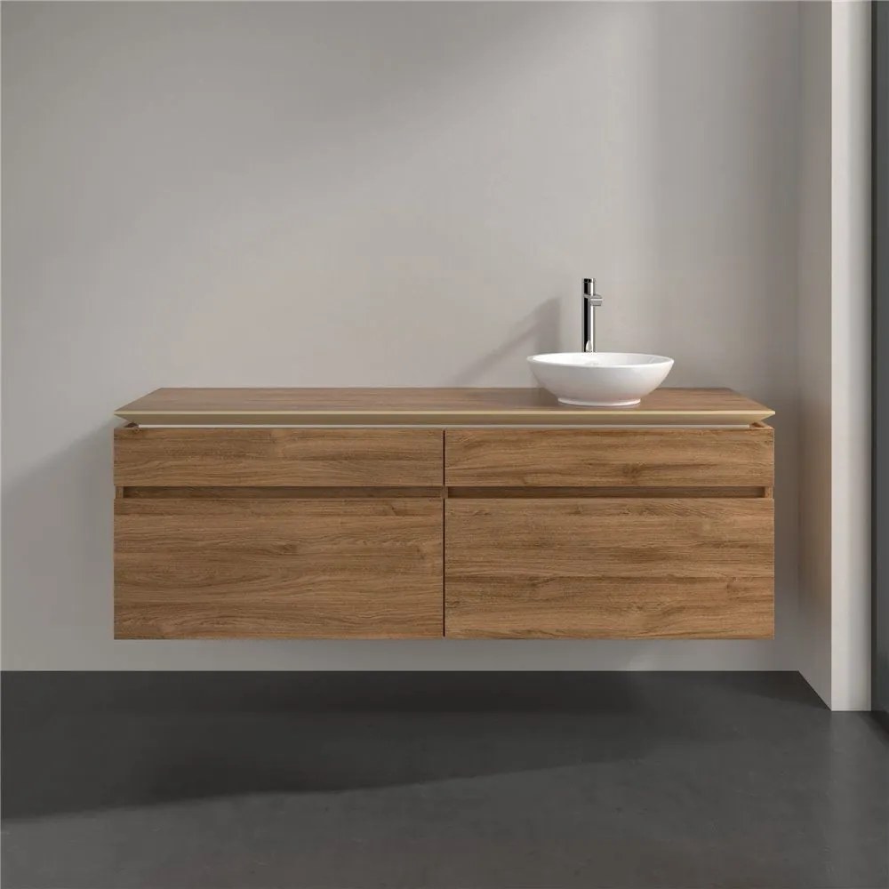 VILLEROY &amp; BOCH Legato závesná skrinka pod umývadlo na dosku (umývadlo vpravo), 4 zásuvky, 1600 x 500 x 550 mm, Oak Kansas, B59800RH