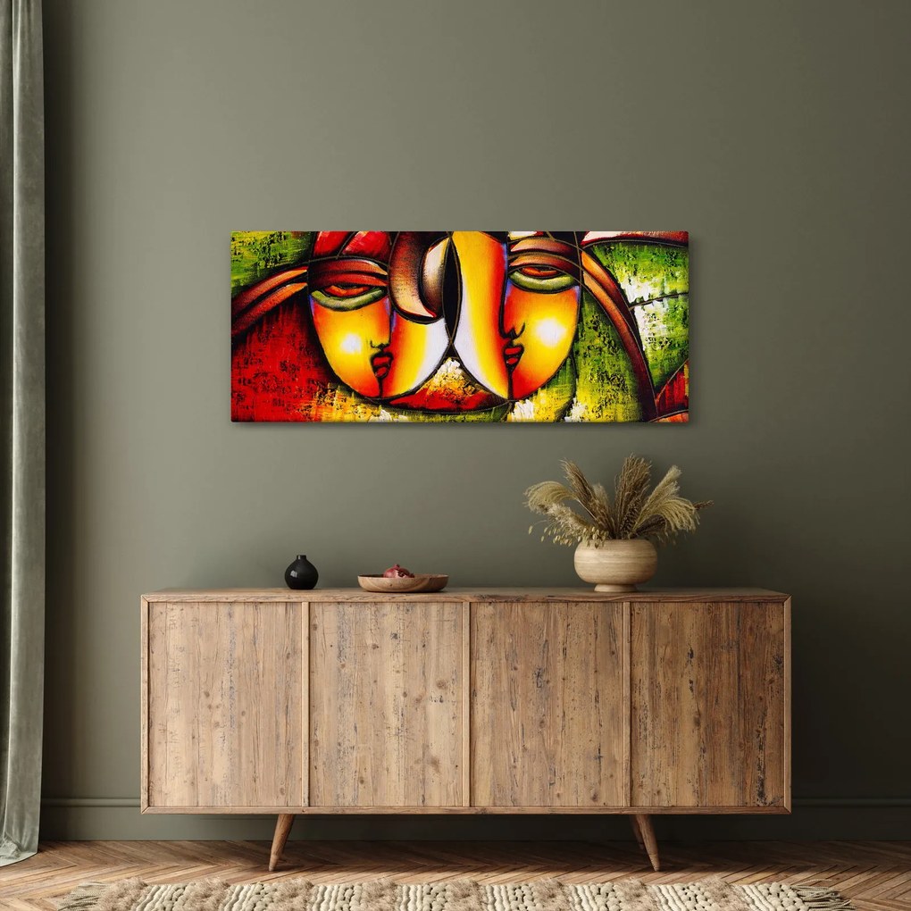 Obraz - Olejomaľba, abstraktné tváre (120x50 cm)