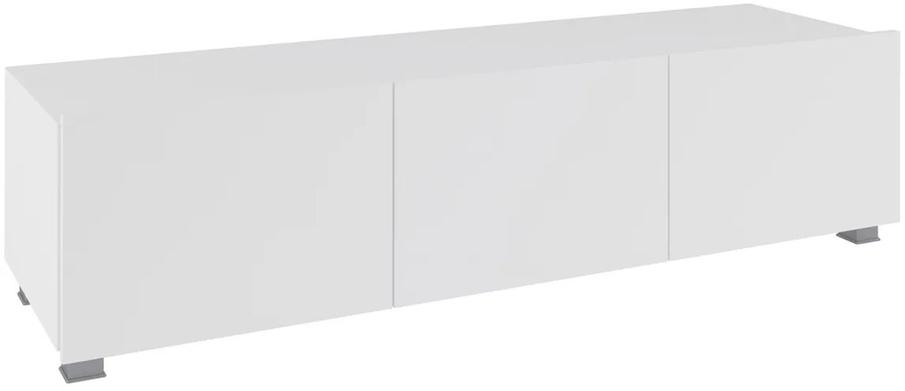 Moderný televízny stolík CALABRINI 150 cm - biela/biely lesk