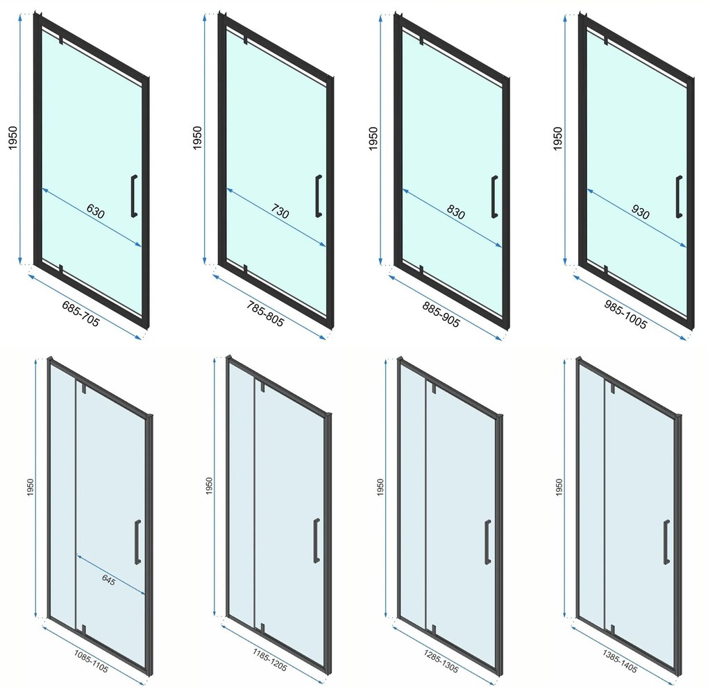 Rea Rapid Swing, rohový sprchovací kút 70 (dvere) x 100 (stena) x 195 cm, 6mm číre sklo, čierny profil, KPL-009921