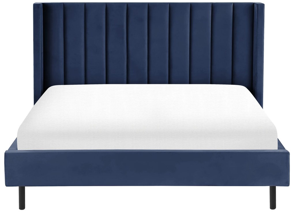 Zamatová posteľ 180 x 200 cm modrá VILLETTE Beliani