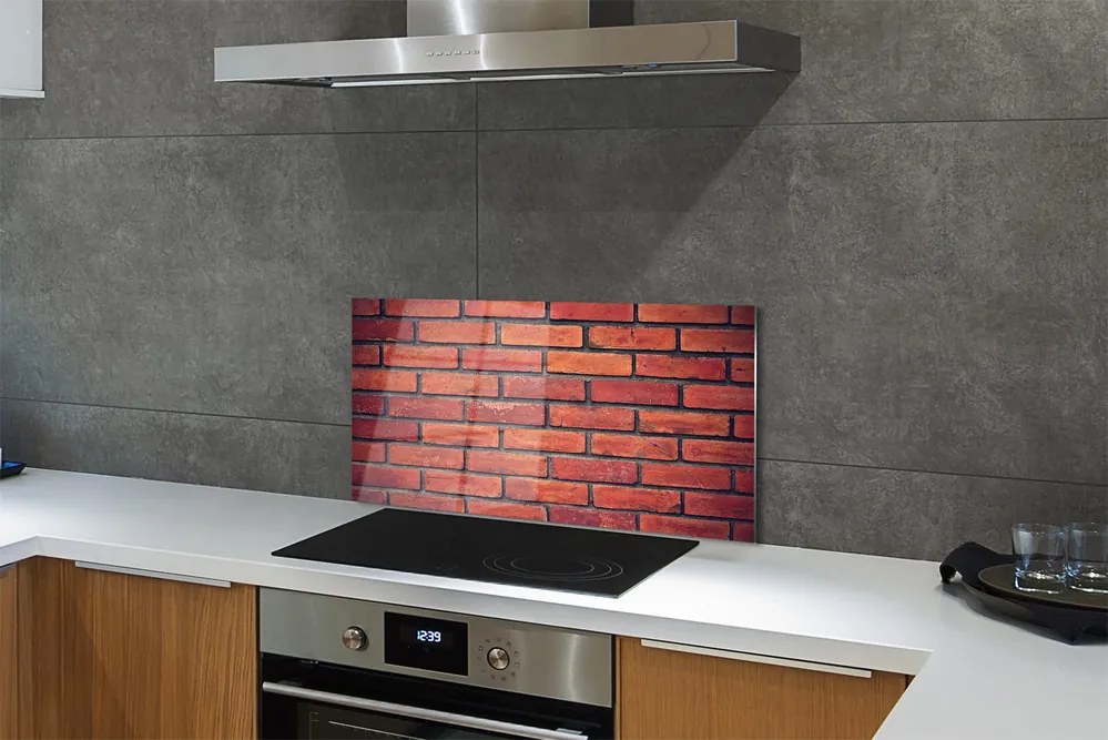 Sklenený obklad do kuchyne Tehla kamenný múr 120x60 cm