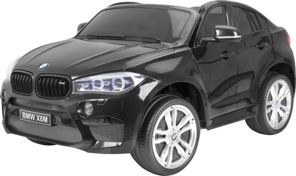 Ramiz BMW X6M XXL pre 2 deti Lakované čierne SUV + diaľkové ovládanie + ekokoža