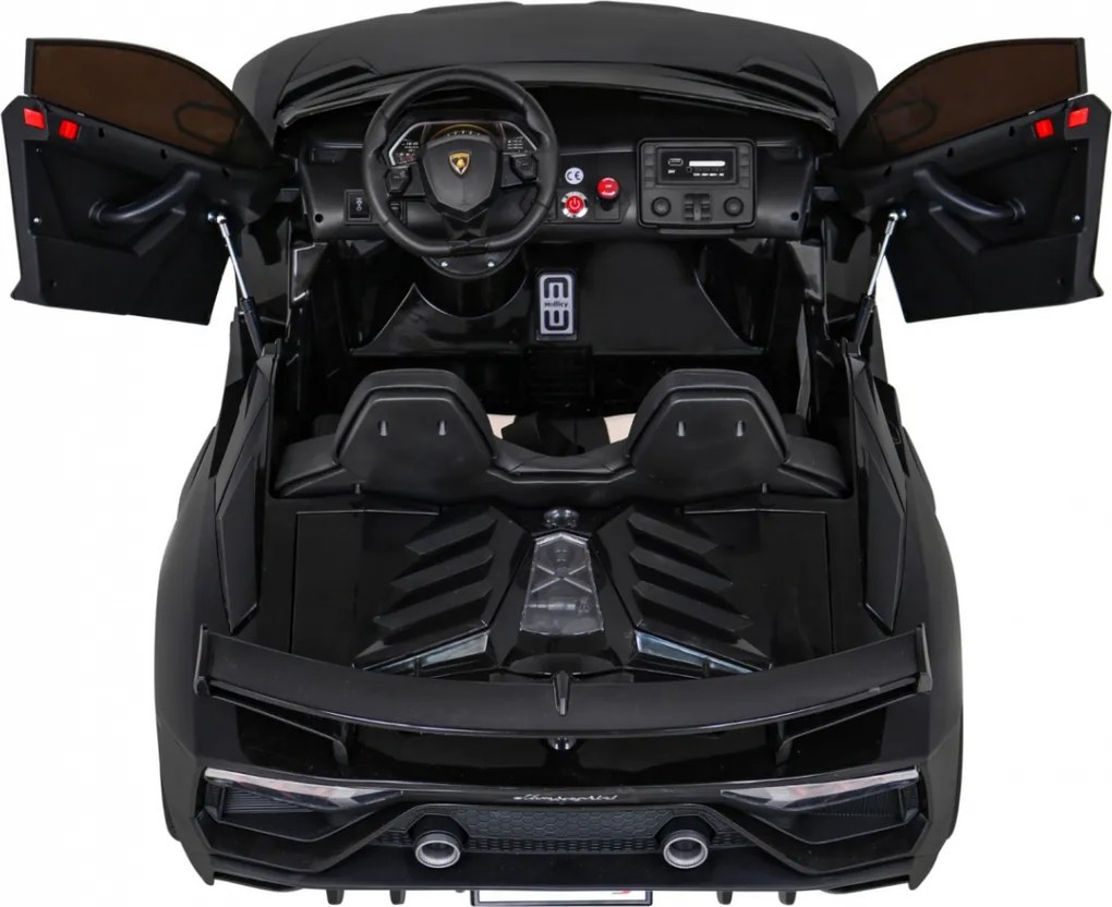 Ramiz Lamborghini SVJ DRIFT pre 2 deti čierna + funkcia Drift + diaľkové ovládanie + MP3 LED + pomalý štart