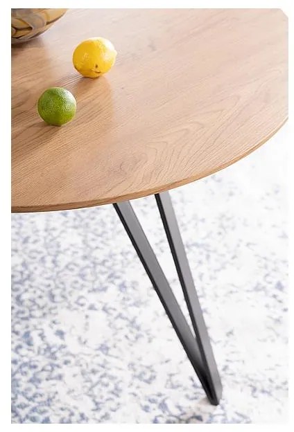 Jedálenský stôl Tetis, priemer 100 cm, dub / čierna