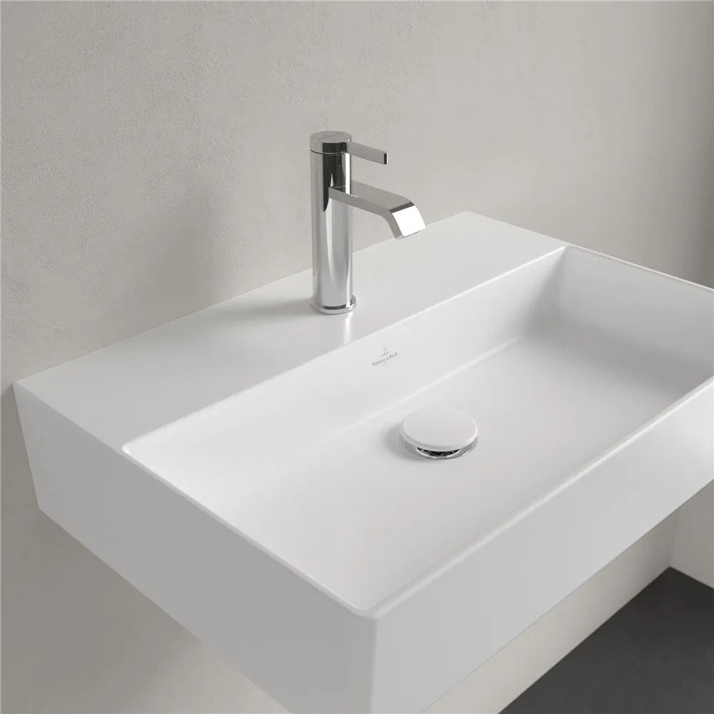 VILLEROY &amp; BOCH Memento 2.0 závesné umývadlo s otvorom, bez prepadu, 600 x 420 mm, Stone White, s povrchom CeramicPlus, 4A2261RW