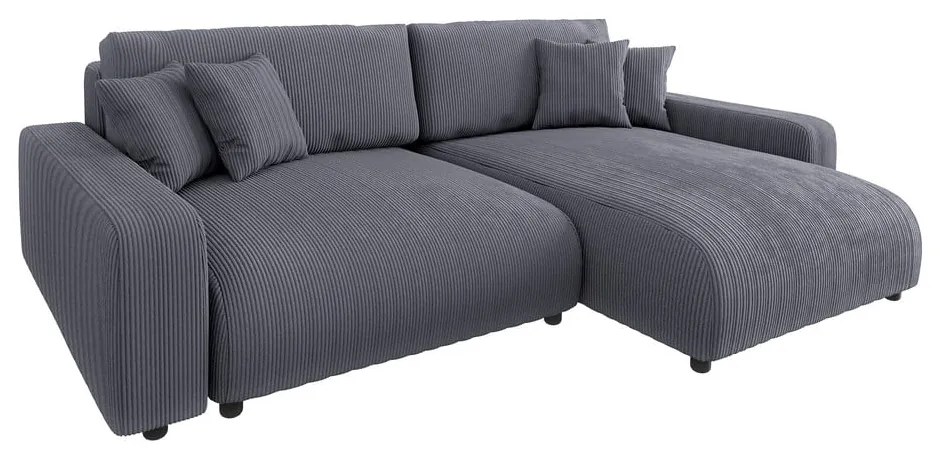 Tmavosivá menčestrová rozkladacia rohová pohovka (variabilná) Sara – Ropez