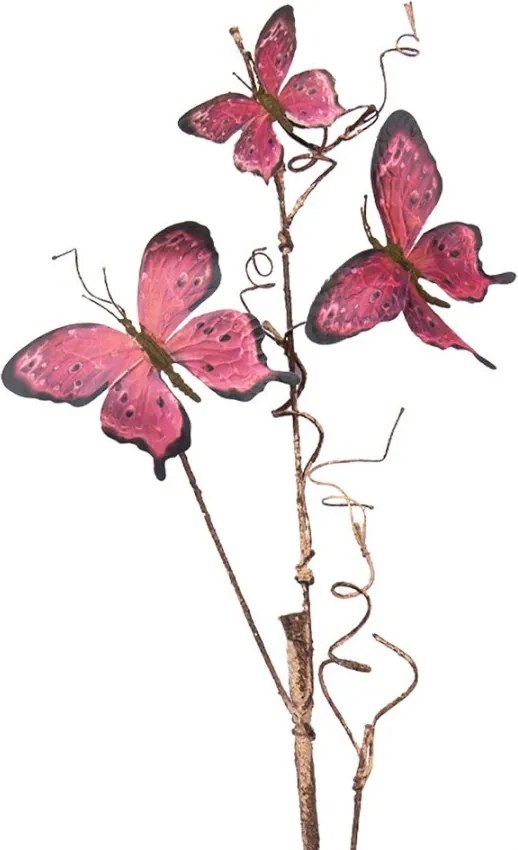 Dekoratívna vetva s ružovými motýlikami Butterfly pink - 14*5*85 cm