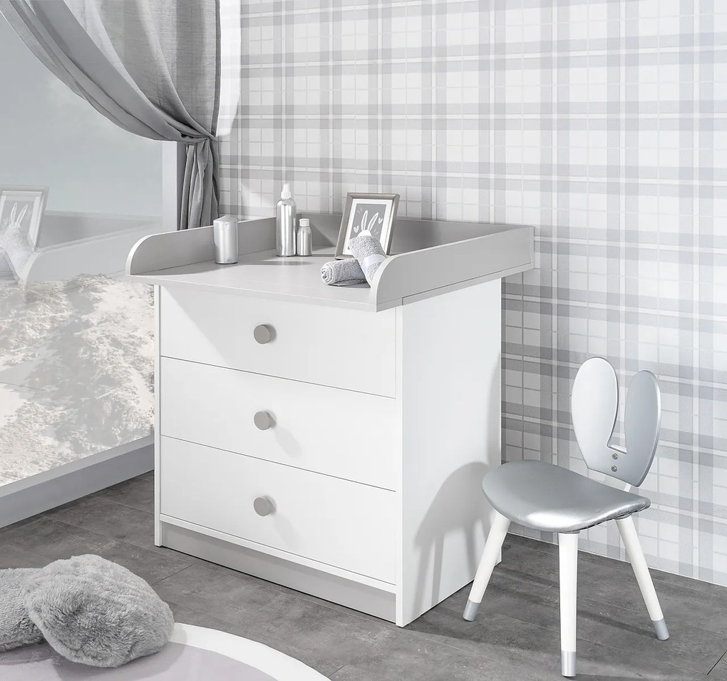 Zásuvková komoda Spencer - biela/šedá
