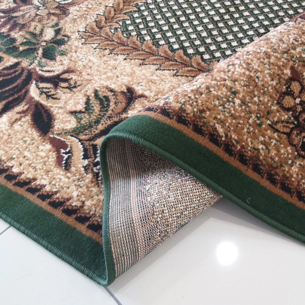 Oválny koberec Alfa 01 v zelenej farbe – nízky vlas Rozmer: 80x150 cm