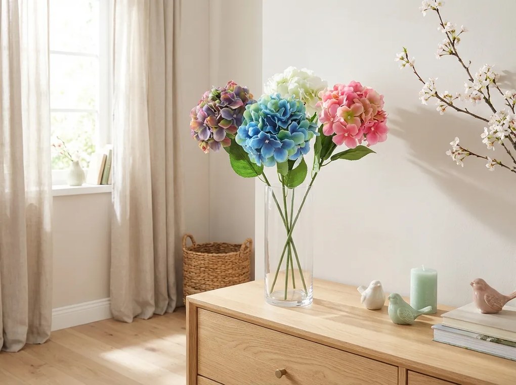 Umelá kvetina HORTENZIA 54 cm - viac farieb Farba: Biela