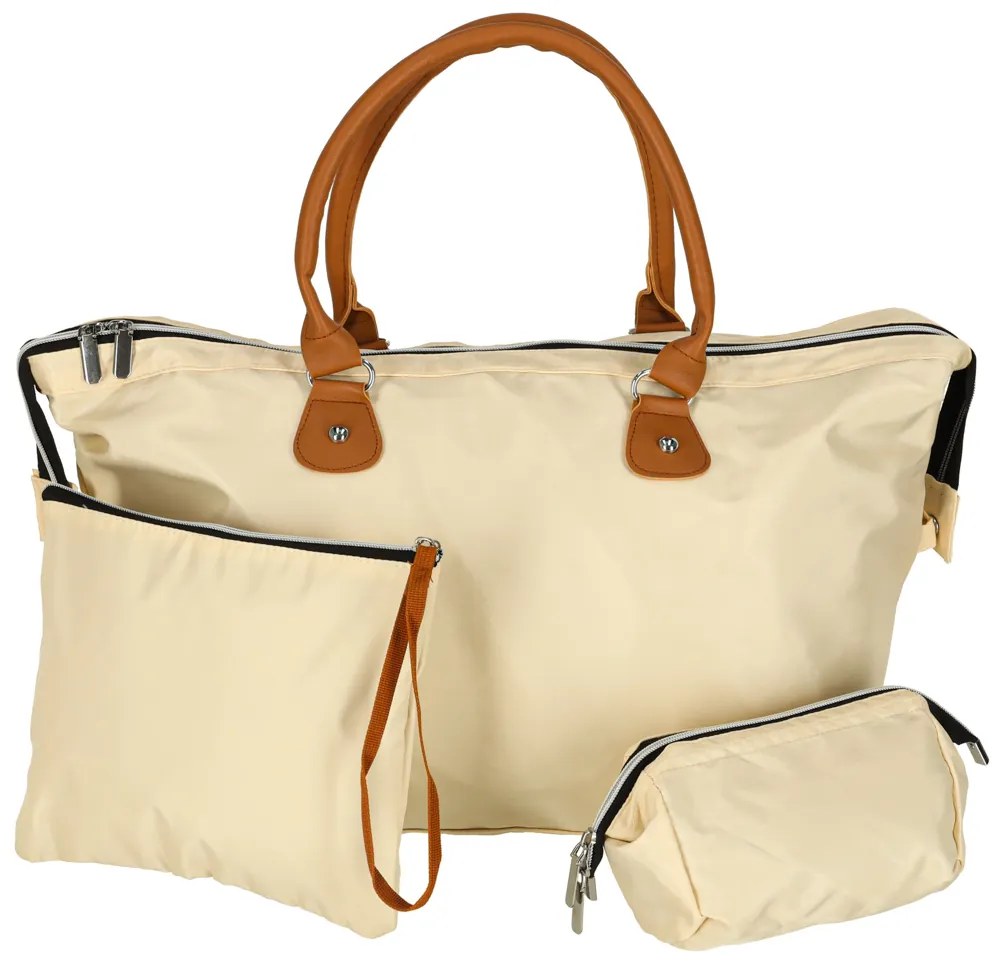 KIK Dámska multifunkčná taška na kočík 48x30x21 cm s 2 vrecúškami, polyester, béžová