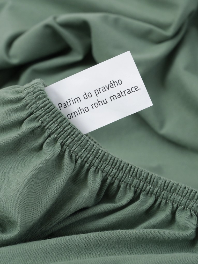 Jersey prostěradlo s elastanem 140 × 200 cm – olivové