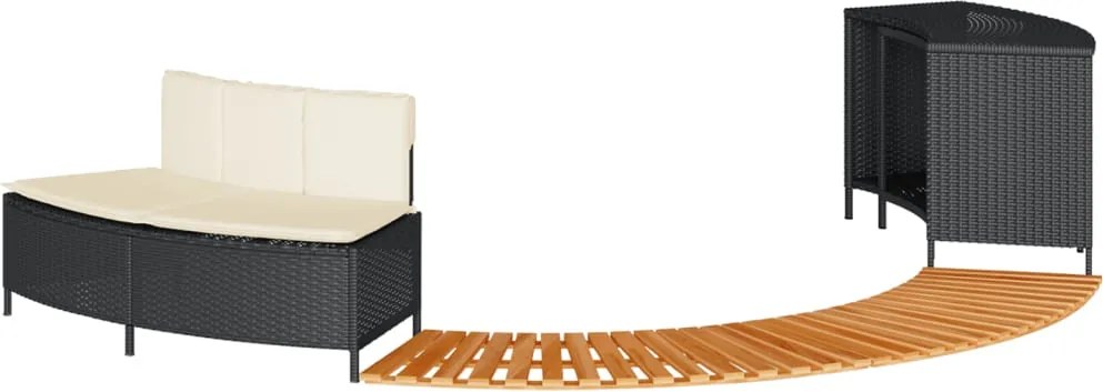 vidaXL Rám k vírivke, čierny, polyratan a akáciový masív