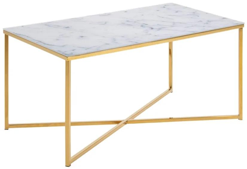 Konferenčný stolík Estelle 90cm bielo-zlatý v industriálnom štýle