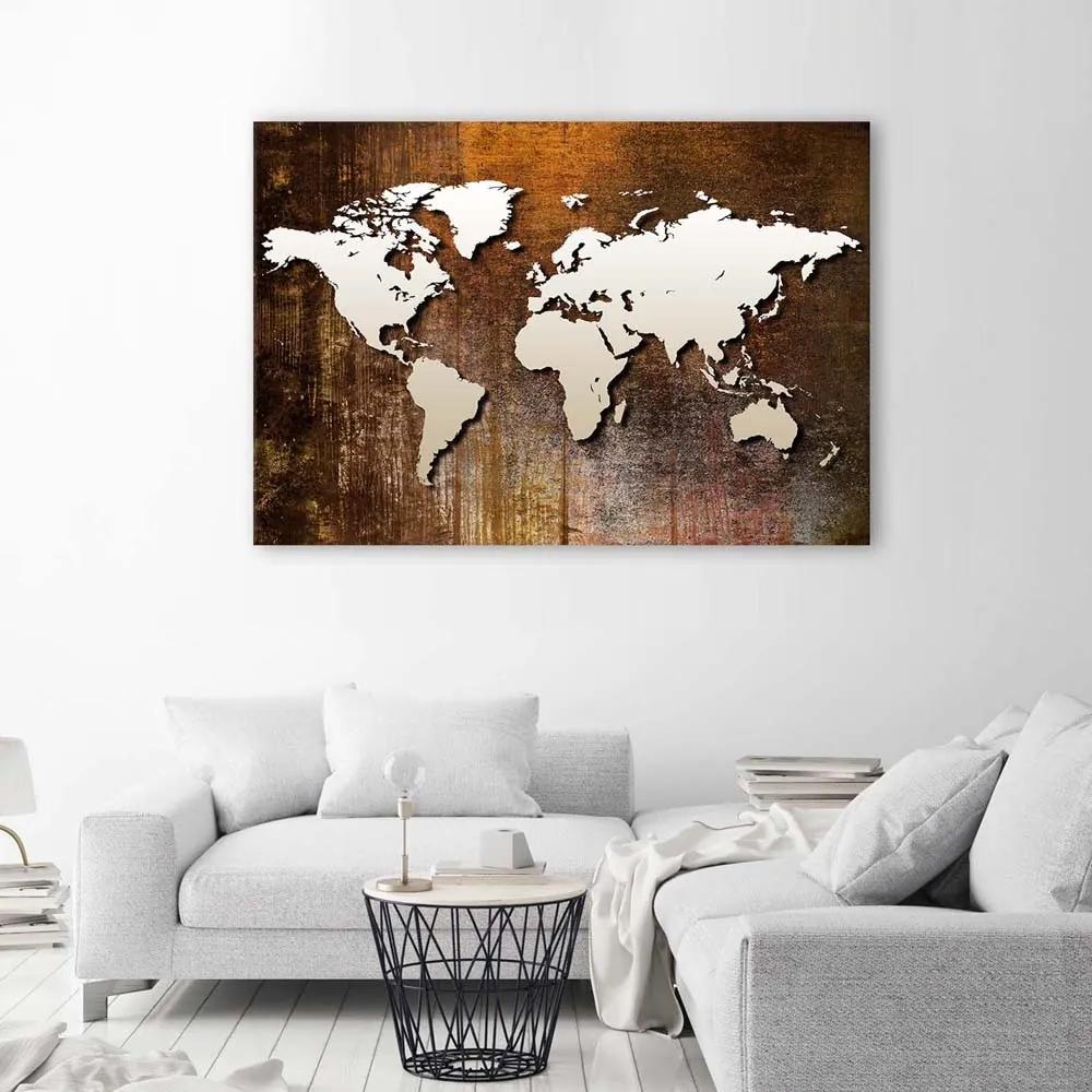Gario Obraz na plátne Mapa sveta na dreve Rozmery: 60 x 40 cm