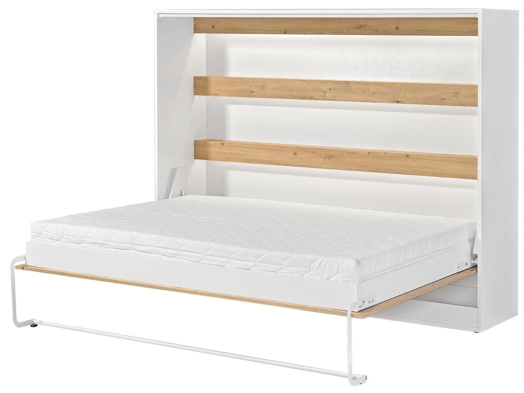 Sklápacia posteľ 140 Perfecto II (biela + dub + biela) (horizontálna) (bez osvetlenia). Akcia -20%. Vlastná spoľahlivá doprava až k Vám domov. 1128903