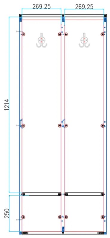 Drevená šatníková skrinka S4 s lavičkou, 2 oddiely, 1871 x 600 x 500/800 mm, demont, kódový zámok, sivá/buk