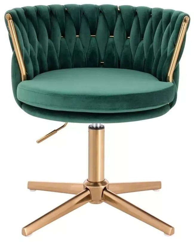LuxuryForm DESIGN Stolička LYON VELUR na zlatom kríži - zelená