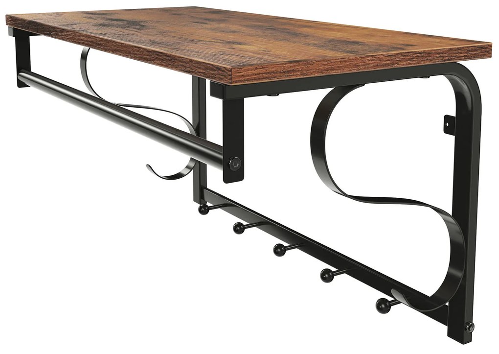 Vešiak na stenu HENRY, 60x30x32cm, čierna/hnedá Vasagle