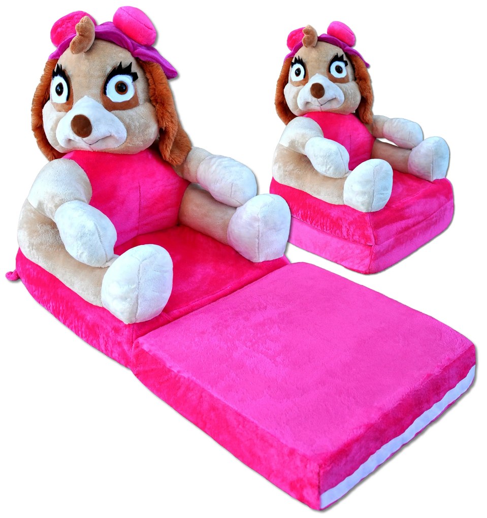 Detské plyšové rozkladacie kresielko PSÍK - ružové