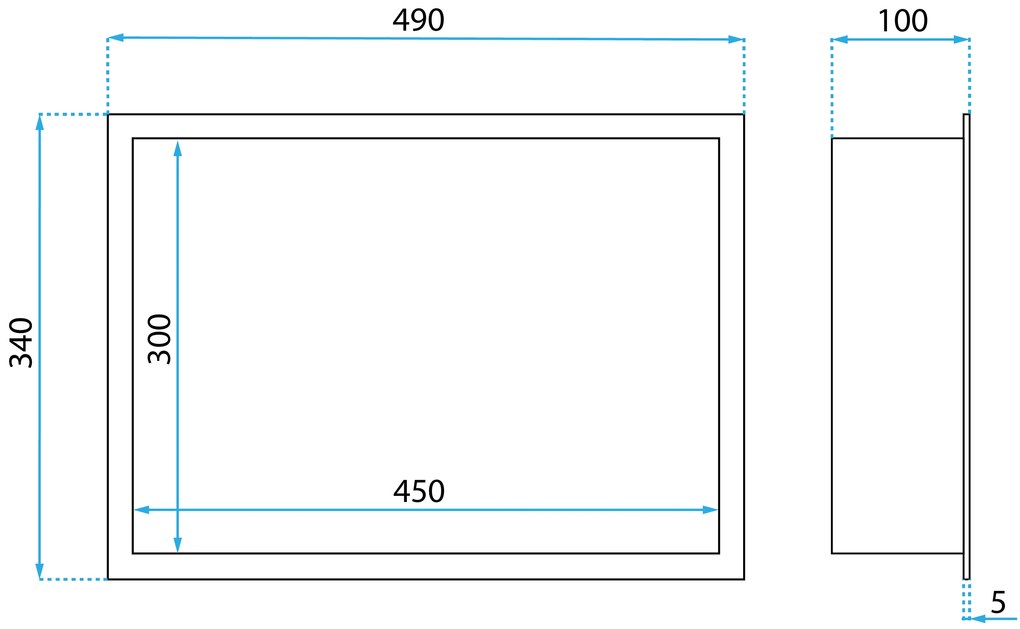 Rea Rea, LED polička na zapustenie 45x30x10 cm, 12W, 3000K, zlatá matná, REA-08545