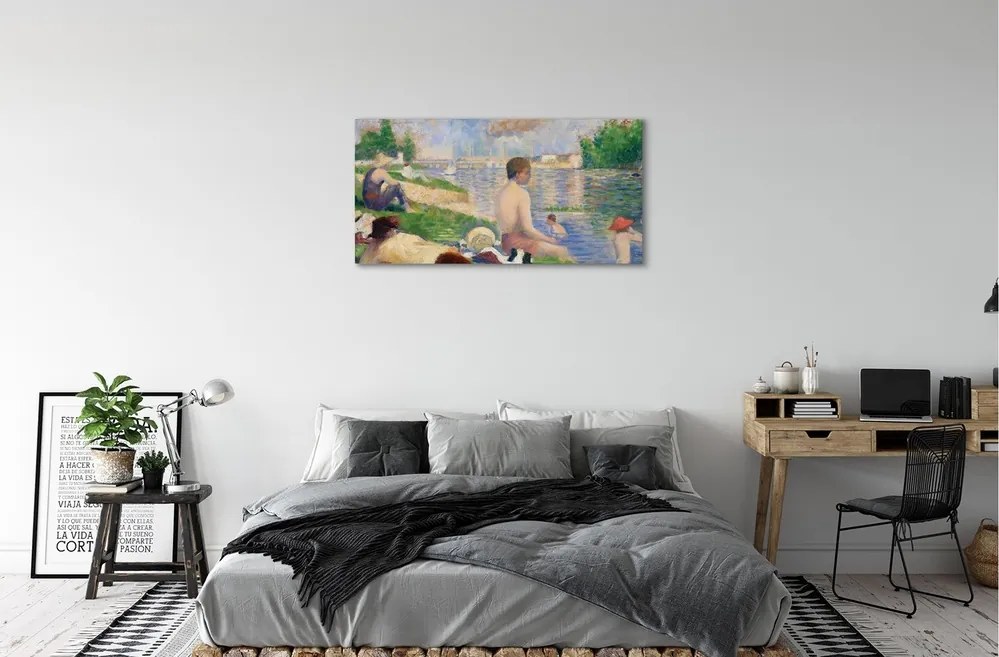 Obraz canvas Art pláž na jazere 125x50 cm