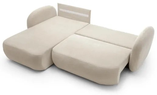 Rohová rozkladacia sedacia súprava s úložným priestorom do tvaru L OLBIA ľavá béžová