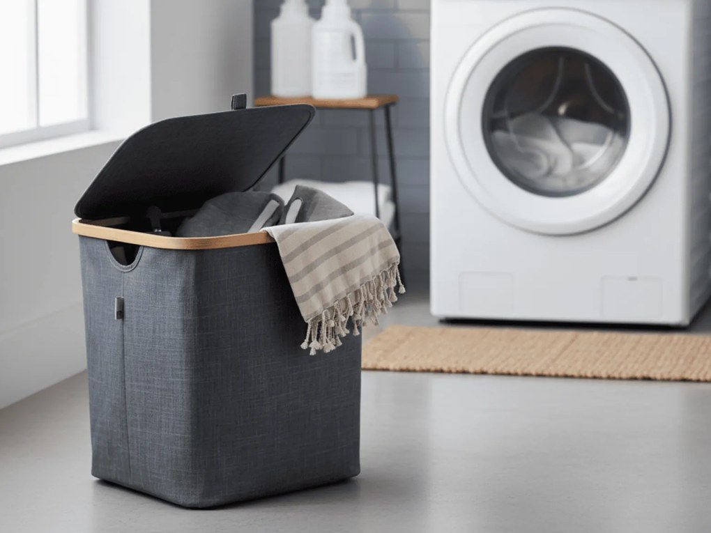 Kôš na bielizeň NOLVIO 50 L, modrosivý