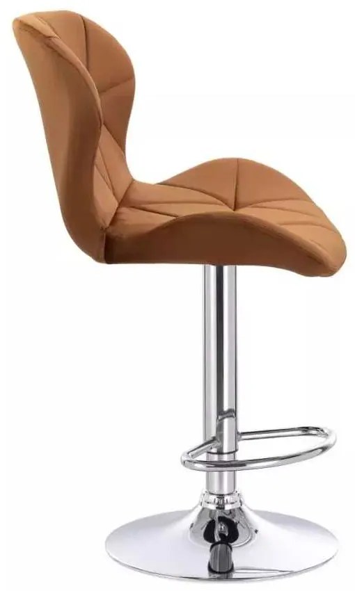 LuxuryForm DESIGN Barová stolička LIVIO VELUR na striebornom tanieri - hnedá