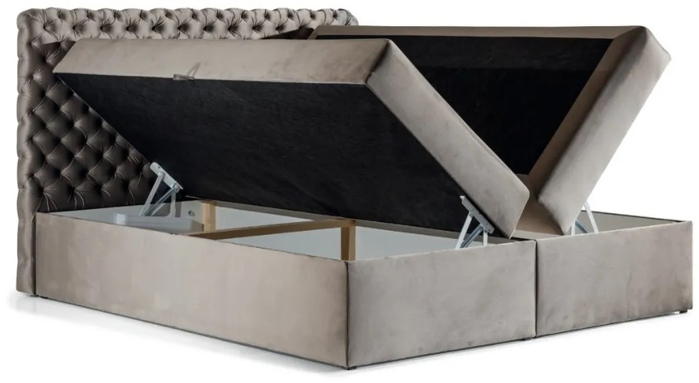 Čalúnená posteľ boxspring MARCH + topper, 200x200, riviera 16